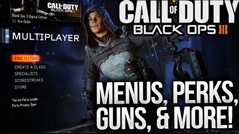 BLACK OPS 3 MULTIPLAYER MENUS! All Weapons, Perks, Equipment ...