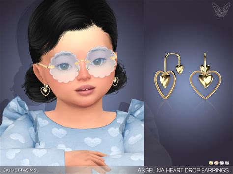 Sims 4 — Angelina Heart Drop Earrings For Toddlers by feyona — Angelina Heart Drop Earrings For ...