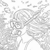 Snorkeling coloring page – Coloring Corner sketch template