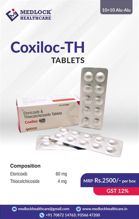 Etoricoxib and Thiocolchicoside Tablets Manufacturer | Supplier | Franchise