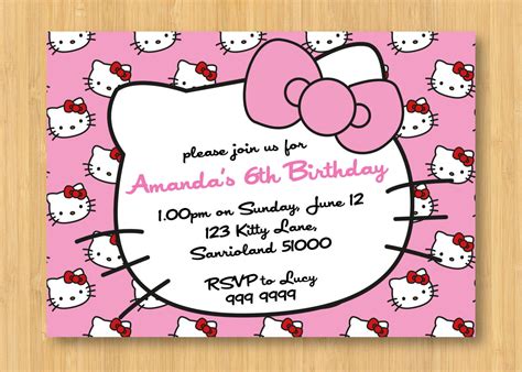 Hello Kitty Printable Birthday Invitations Template | FREE Invitation Templates - Drevio