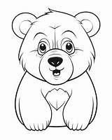 Bear Face Coloring Page sketch template