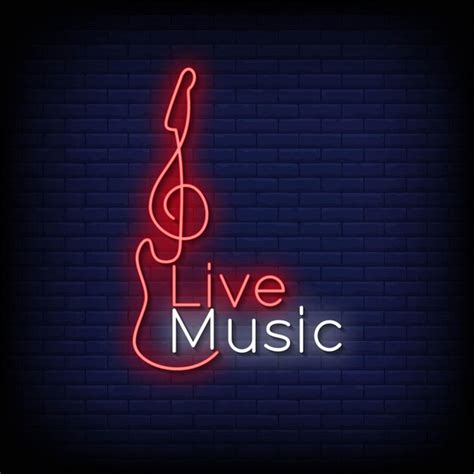 Premium Vector | Neon Sign live music with brick wall background vector