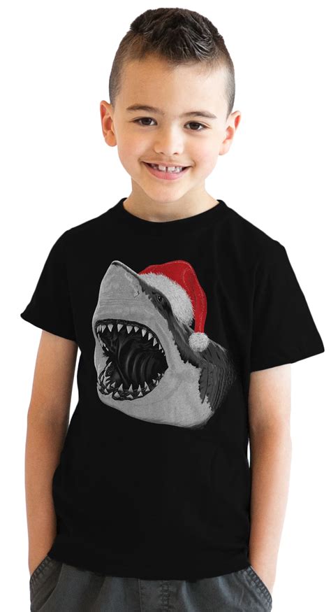 Crazy Dog T-Shirts - Youth Santa Jaws Funny Holiday Shark Christmas ...