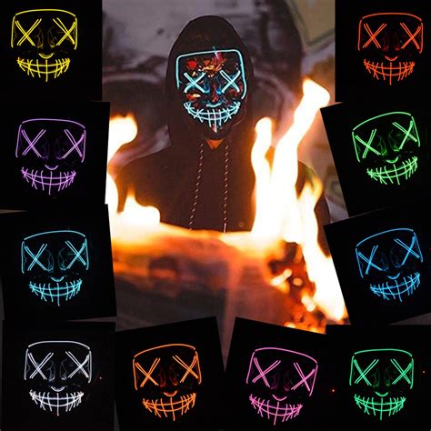 Halloween Purge Mask LED Costume Light Up Party Cosplay Fathers Rave – Dan's Collectibles and More