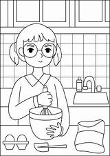 Girl cooking coloring Page Activity For Kids 3481942 Vector Art At Vecteezy sketch template