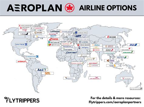 Aeroplan airline options: list and map (Air Canada AND 48 airline ...