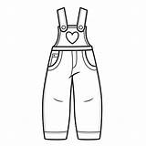 Premium Vector  Denim overalls With Heart Applique For Girls Outline sketch template
