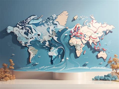 Premium AI Image | World Map 3D Rendering in the Style of a Vintage Globe