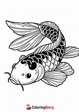 Japanese Koi Fish Coloring Page Free PDF Printable sketch template