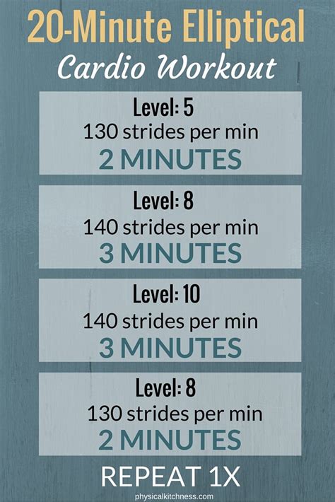 20 Minute Cardio Elliptical Workout - Physical Kitchness