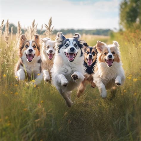 Premium AI Image | happy puppies playing together