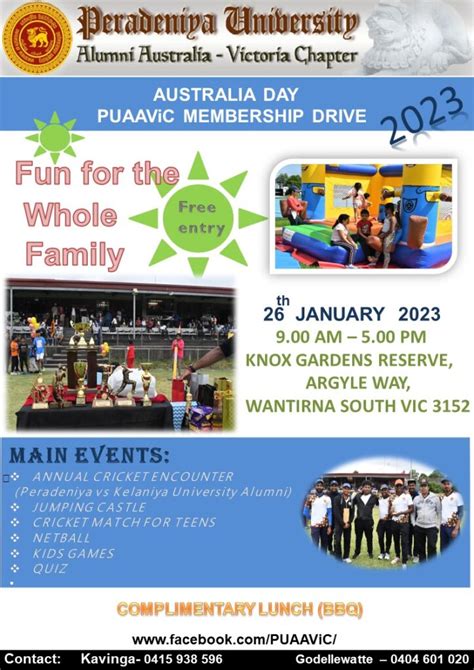 Australia Day 2023 Family Event – Peradeniya University Alumni ...