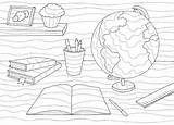 Study Table Coloring Graphic Black White Interior Sketch Illustration  sketch template