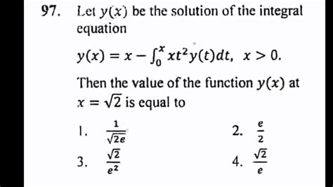 Volterra integral equations CSIR,NET.JRF, JUNE 2017 - YouTube