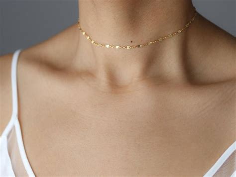 Dainty Gold Choker Necklace Gold Chain Choker Delicate » Petagadget