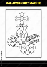 Halloween dot coloring Page For Kids Line Art Design  sketch template