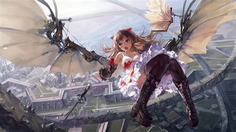 Angel Wings Girl Falling From Sky 4k Wallpaper,HD Anime Wallpapers,4k Wallpapers,Images ...