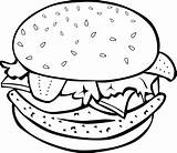 Pobarvanka Hamburger  Food coloring pages Coloring sketch template