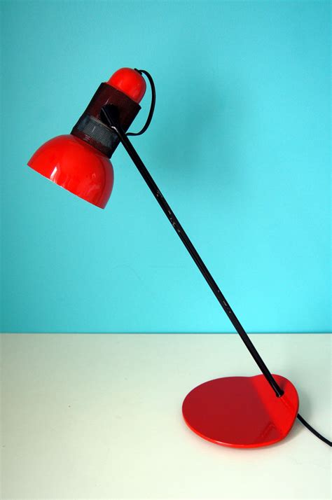 Mid Century Modern Red Metal LEVITON Adjustable Desk Lamp 1960's 1970's Desk Lamp, Table Lamp ...