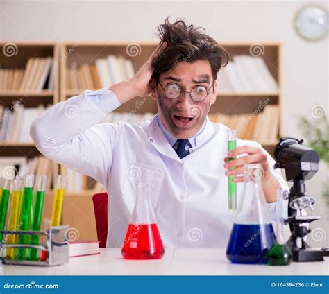 Mad Crazy Scientist Doctor Doing Experiments in a Laboratory Stock Photo - Image of goggles ...