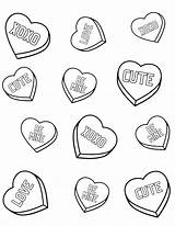 Happy Valentines Day Conversation Hearts Candy Coloring Page  Etsy sketch template