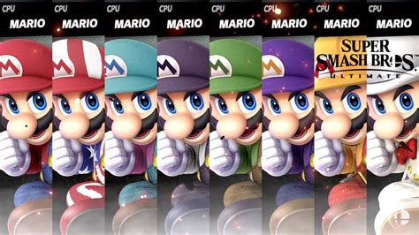 Super Smash Bros Ultimate All Mario Costume Gameplay! - YouTube