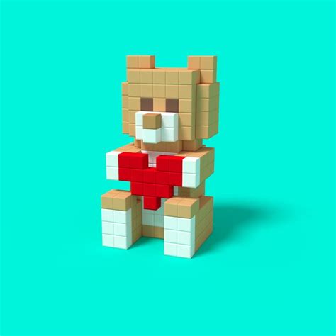 Teddy bear in pixel art #pixio #pixioblocks #pixelart #construction #toy #inspiration #creative ...