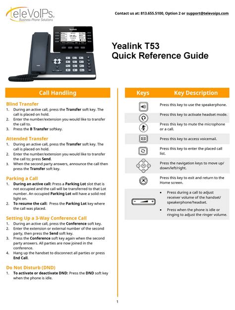 YEALINK T53 QUICK REFERENCE MANUAL Pdf Download | ManualsLib