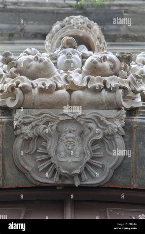 Detail of sculpture of Jesus Christ and angels in the home of St. Francis of Assisi Church Stock ...