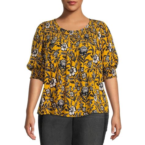 Terra & Sky - Terra & Sky Women’s Plus Size Smocked Blouse - Walmart ...