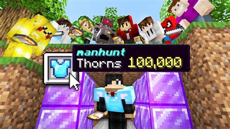 Minecraft Manhunt but i secretly used Thorns 100,000 armor.. - Minecraft videos