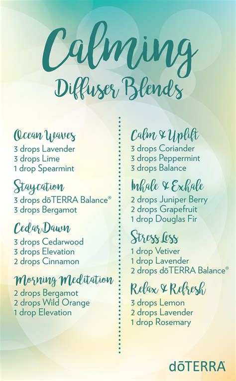 Essential Oil Diffuser Benefits Chart