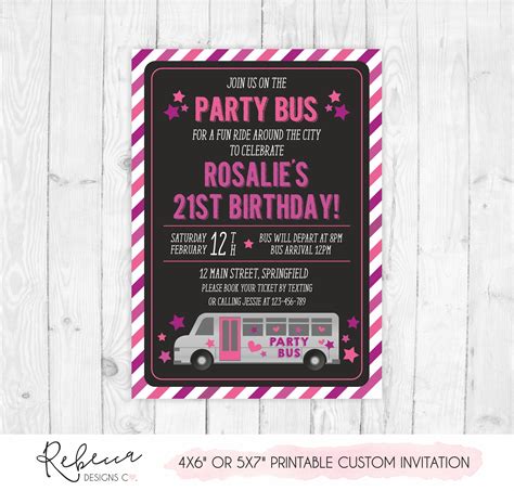 Party bus birthday invitation • Printable custom design – Rebecca ...