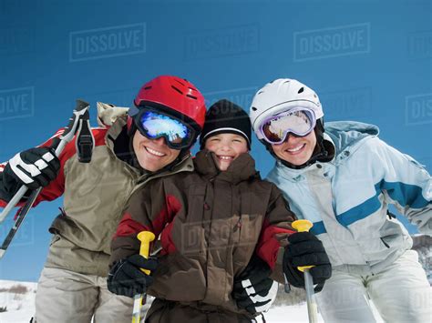 Family wearing ski gear - Stock Photo - Dissolve