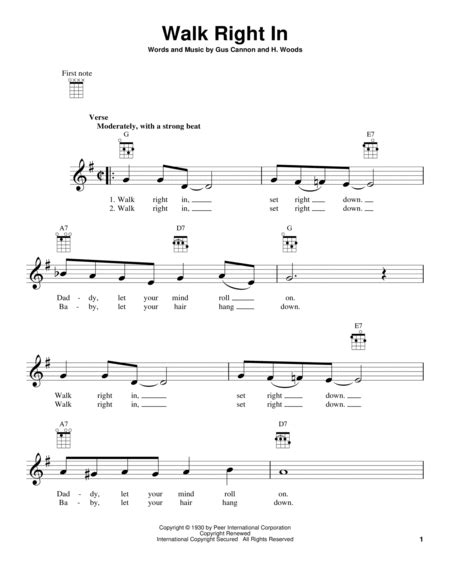 Walk Right In - Ukulele - Digital Sheet Music | Sheet Music Plus