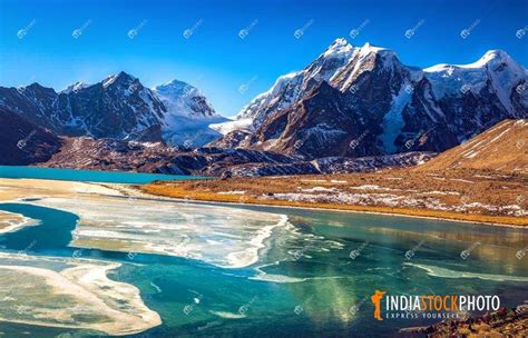 Gurudongmar Lake North Sikkim With Himalayan Landscape | India Stock Photo