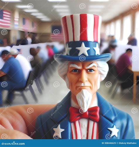 Uncle Sam in Front of a Ballot Box with a Ballot Digital Art Stock Illustration - Illustration ...