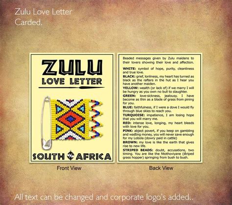 Zulu Love Letter Carded, shows the meaning of each bead colour. We can ...