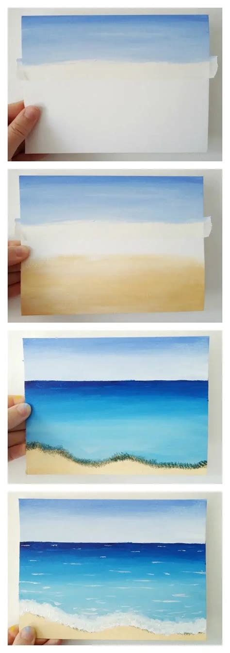 How To Paint A Simple Beach Scene With Acrylics - Birch And Button