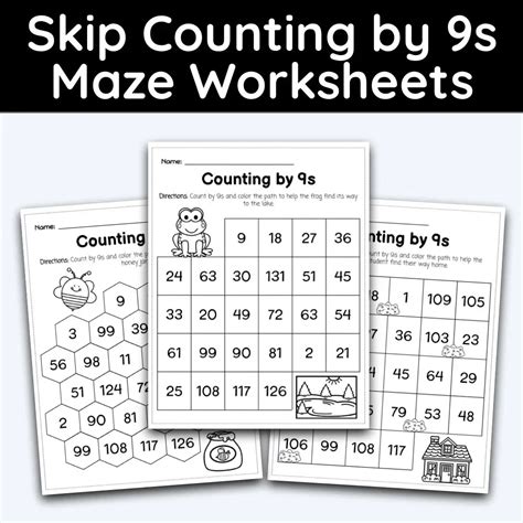 Number 9 Skip Counting Maze Worksheet