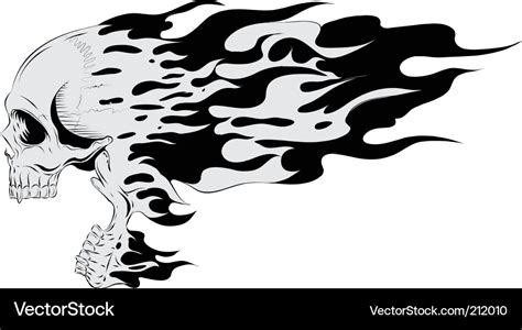 Skull with flames fliying Royalty Free Vector Image