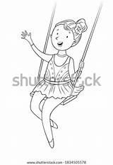 Vektor Stok Circus Performer Acrobat Gymnast Coloring Page Tanpa  sketch template