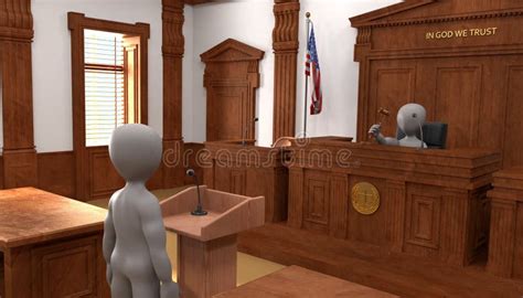Render of Cartoon Characters in Courtroom Stock Illustration ...