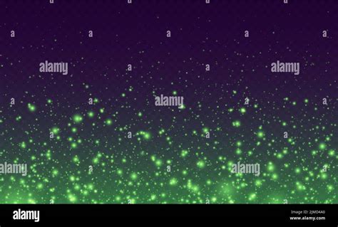 Magic sparkles, green fairy stardust with sparks. Shiny flying fireflies, witch potion effect ...