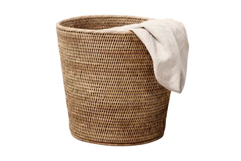 Beige basket and white blanket isolated on a transparent background ...