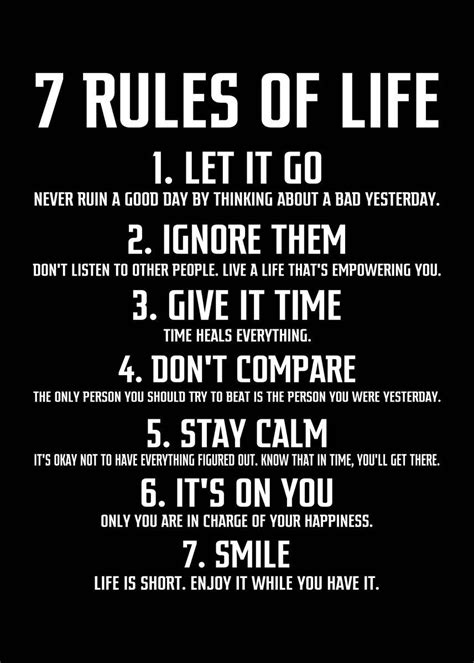 '7 Rules of Life' Poster, picture, metal print, paint by crbn design ...