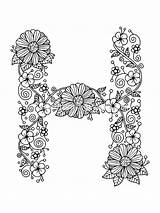 Adult Coloring Page Alphabet Letter H sketch template