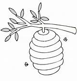 Beehive Up At Tree Branch Coloring Page  NetArt Pages Bee sketch template