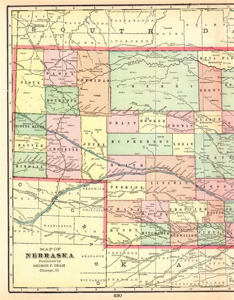 1905 Antique NEBRASKA State Map Crams Vintage Map of Nebraska Gallery ...